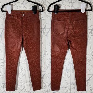 Articles of Society Rust Leopard Print Coated High Rise Skinny Jeans
